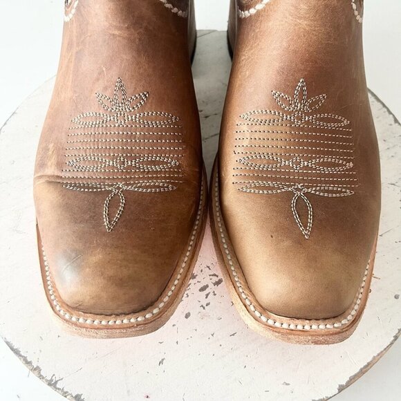 Lane RODEO HOUSTON Mens Cowboy Boots Size 12B Brown Leather Western Blunt Toe - Picture 7 of 14